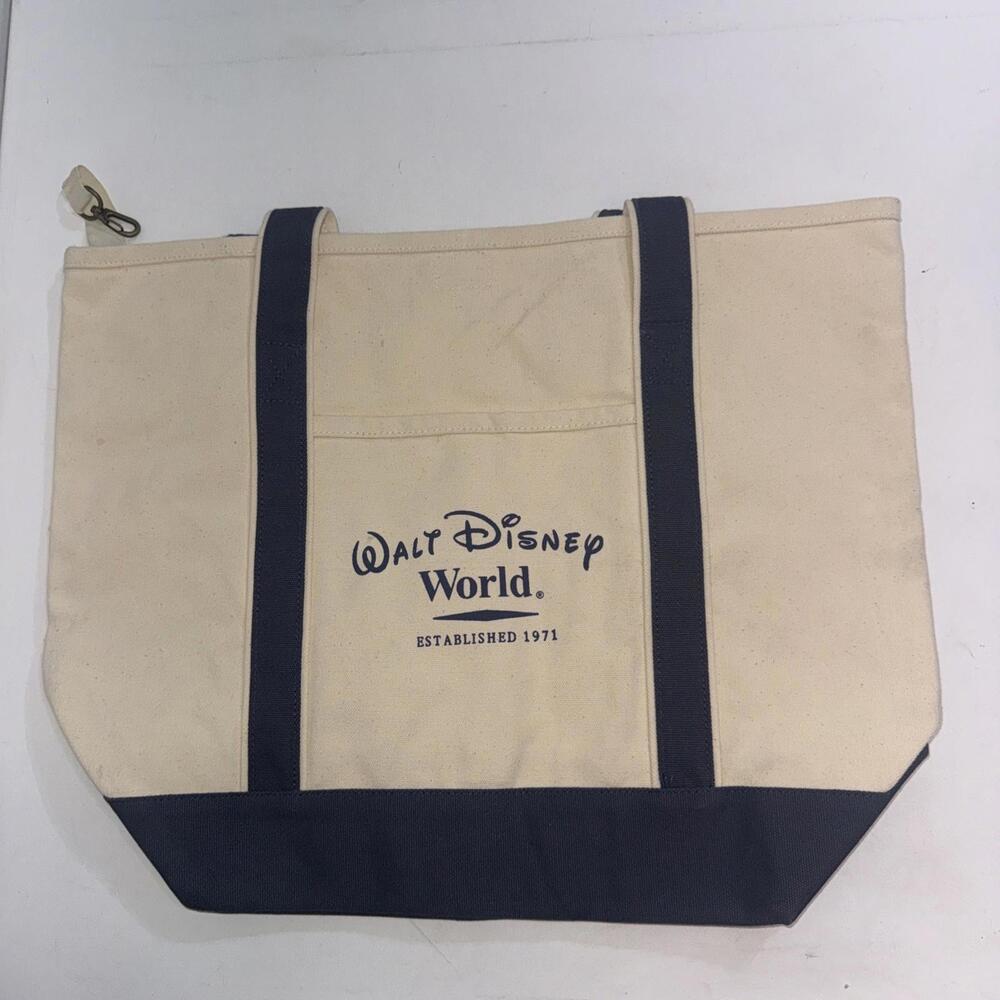 Walt Disney World Vacation Est‎ 1971 Canvas Tote Bag Large Cream and Blue